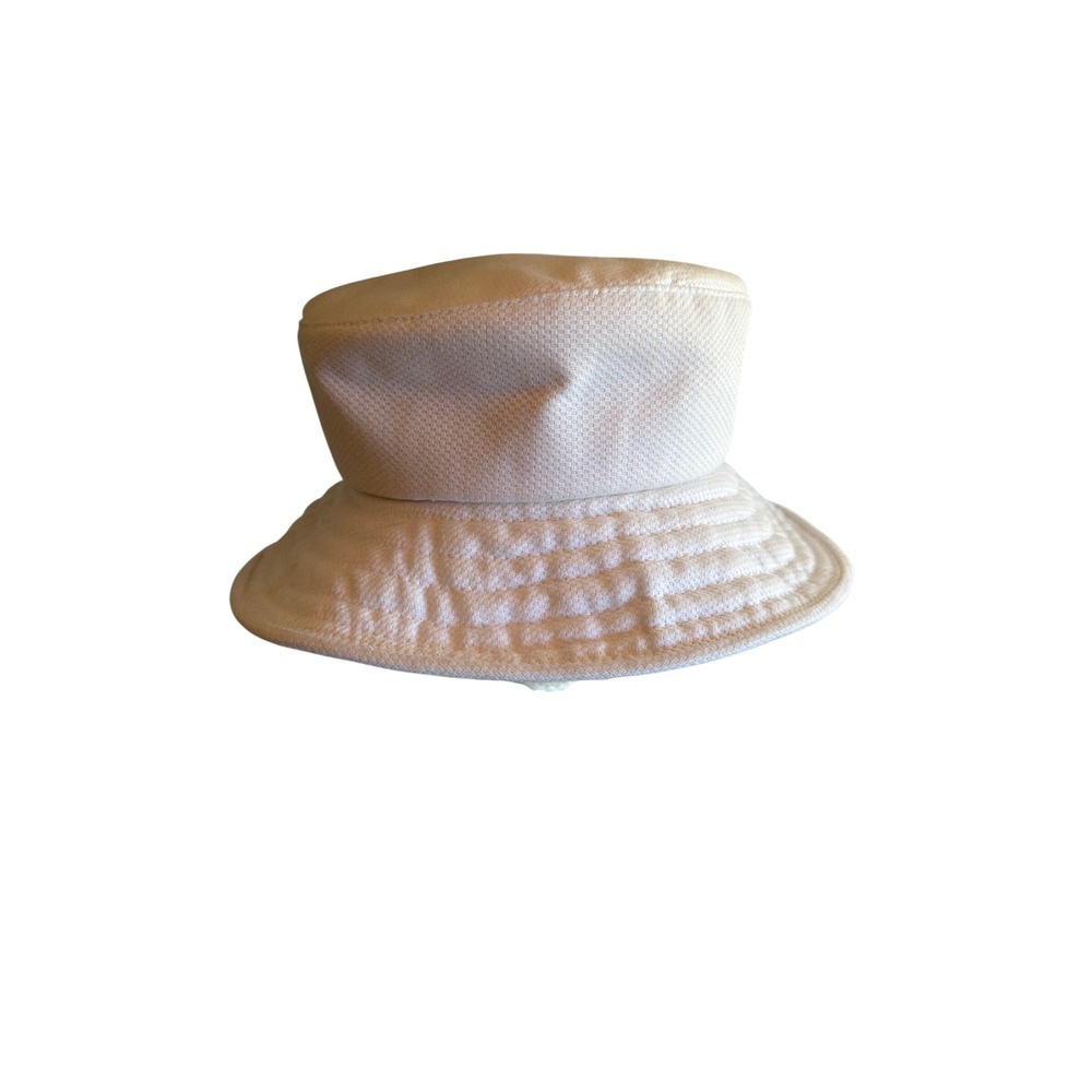 Liz Claiborne Bucket Hat White Vintage Textured Pique Wide Brim Made in USA